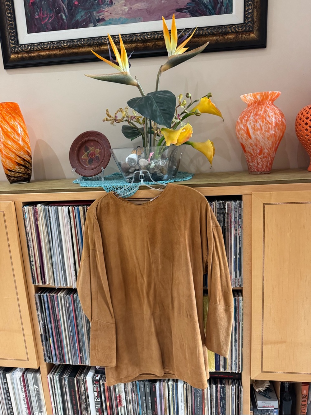 PRICE DROP: BERGDORF GOODMAN’s Classic LAMBSKIN SUEDE Tunic Top in Warm SADDLE,L